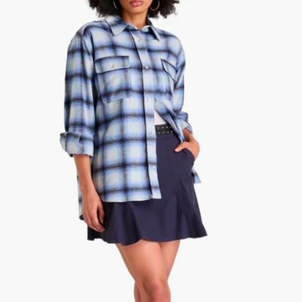 Isabel Marant Étoile Blue & Black Wool‎ Blend Overcheck Marcelia Shirt